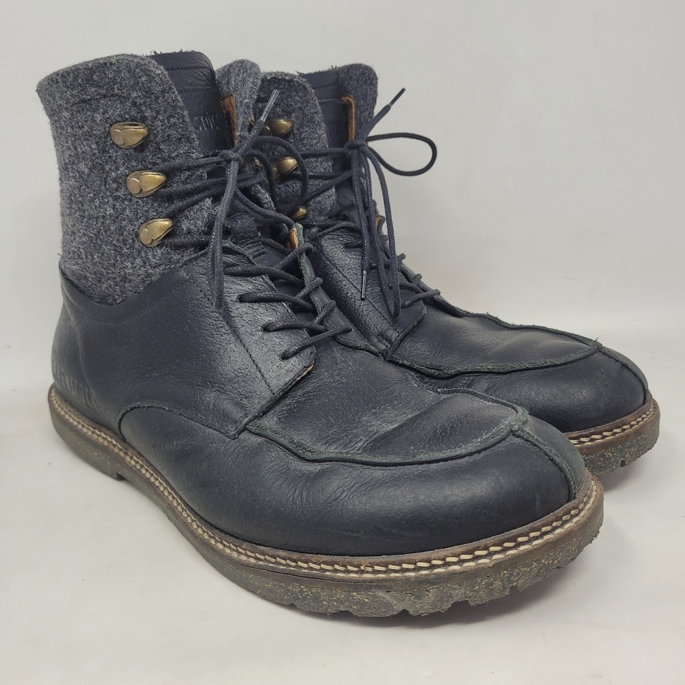 Birkenstock Timmons Boots EU44 US11 Black Leather Wool Felt Lace Up Moc Toe